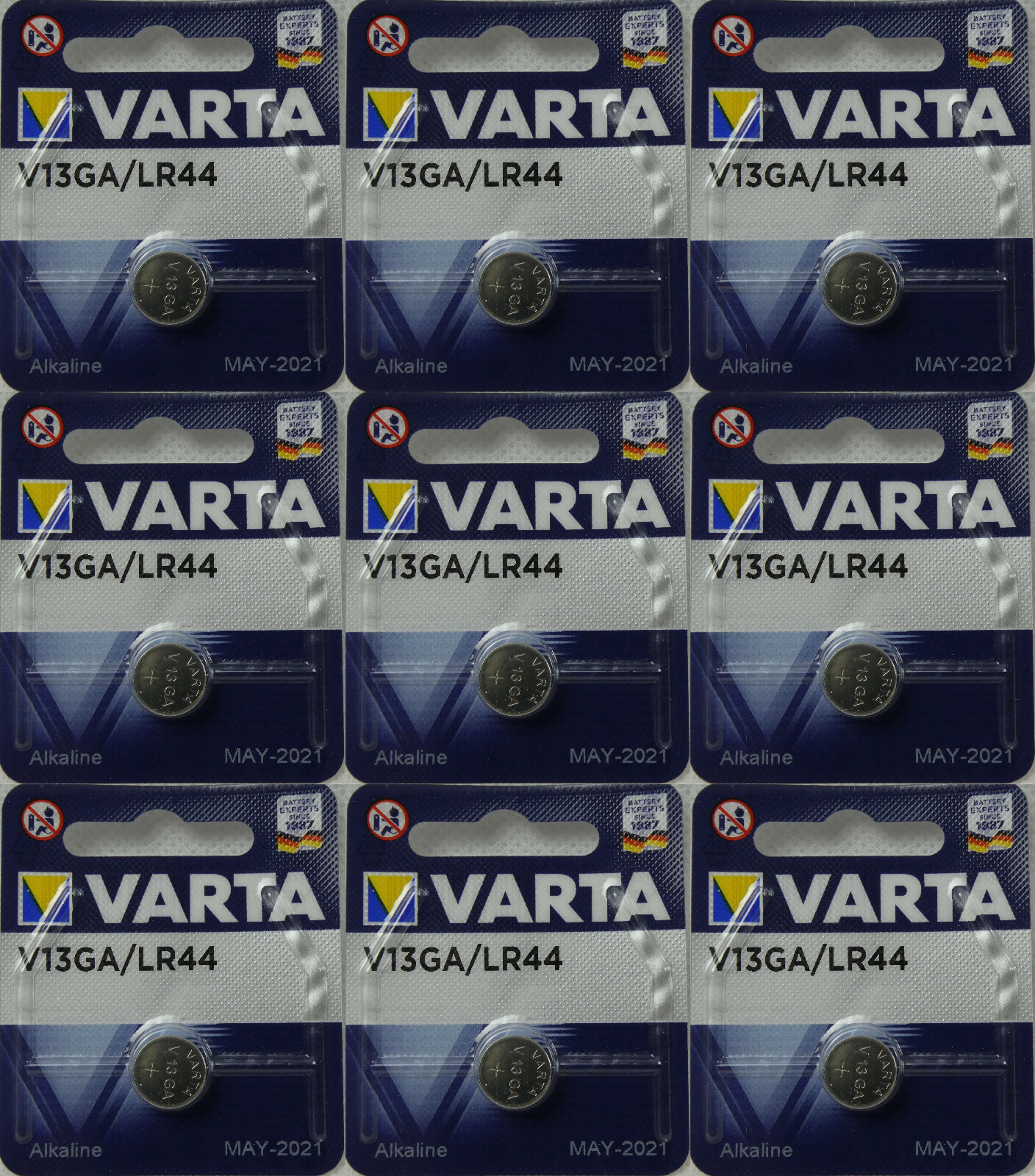 Thumbnail - 9 Stück Varta V13ga / Lr44 Alkaline Knopfzelle 3v 1er Blister Ag13