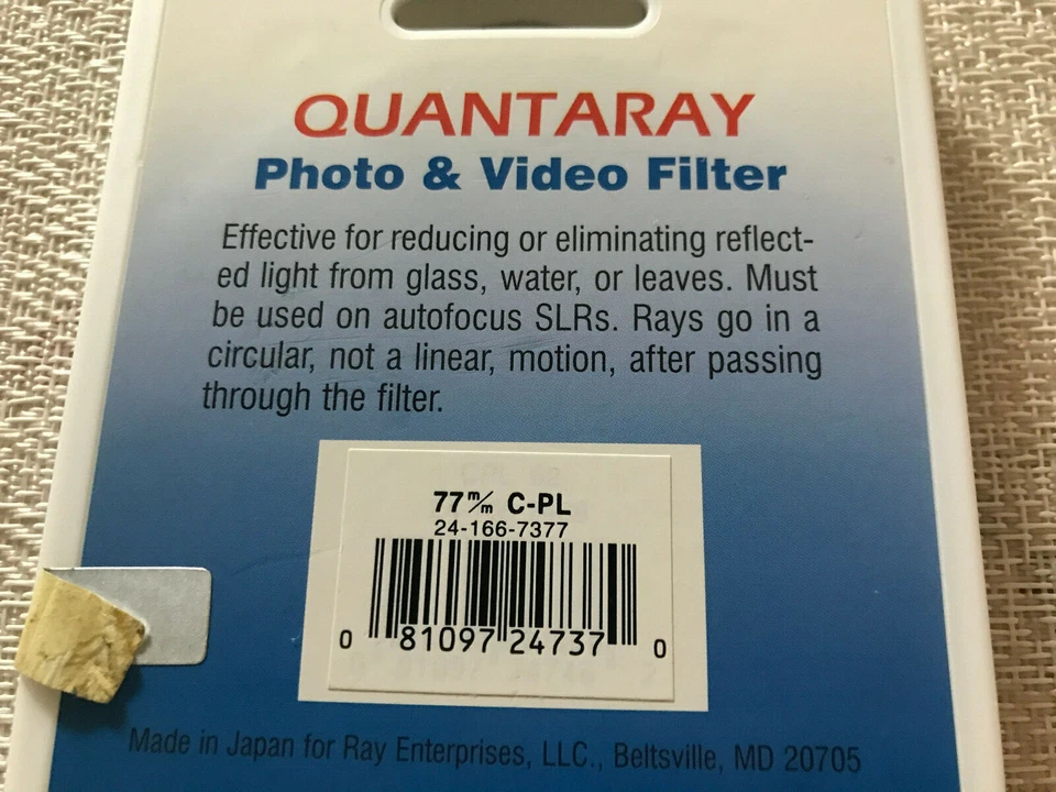 Quantaray 77mm Circular Polarizer Filter EXCELLENT CONDITION - Image 2 of 3