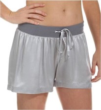NIP - PJ HARLOW Women's MIKEL PJSB5 Dark Silver SATIN SLEEP BOXER - L