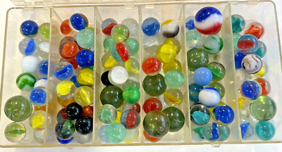 LOT OF ASSORTED VINTAGE MARBLES with different sizes - estate sale find