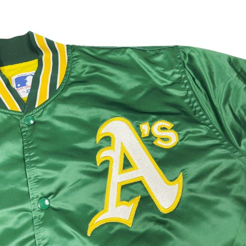 VTG RARE MLB OAKLAND A’s ATHLETICS STARTER SATIN BOMBER JACKET MENS XL - Picture 3 of 5