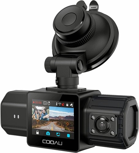 COOAU Front and Inside WiFi Dash Camera for Cars 1080P Built-in GPS Dash Cam - Picture 2 of 10