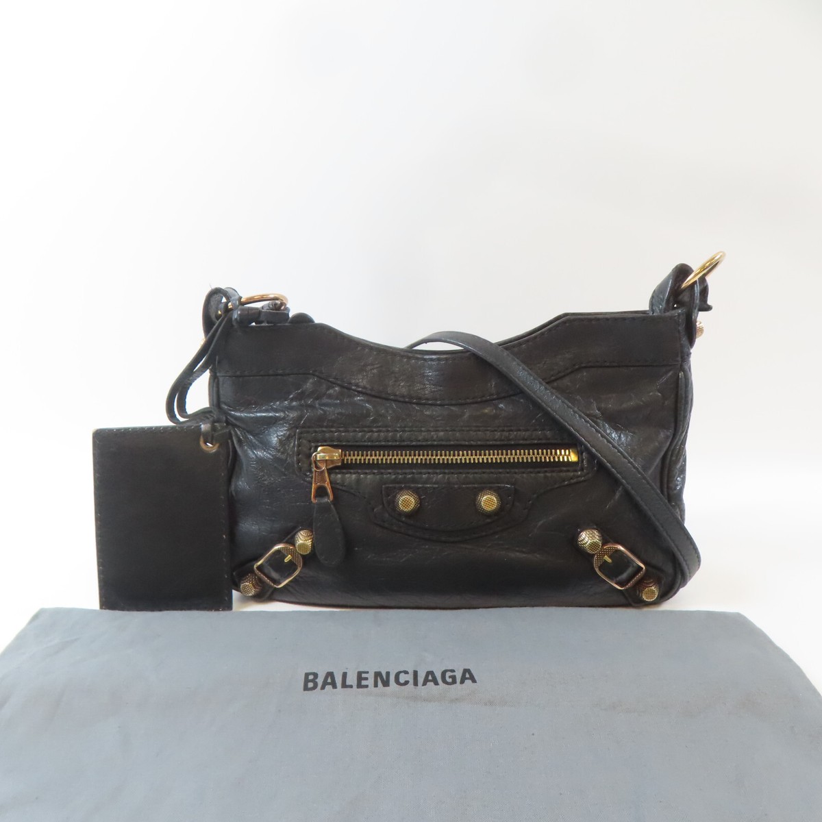 BALENCIAGA GHW Hip Bag Shoulder Bag Calfskin Leather Black BALENCIAGA GHW Hip Bag Shoulder Bag Calfskin Leather Black