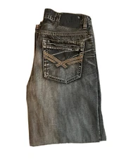 Axel Gray Jeans Distressed Relaxed Straight Leg Zipper Fly Mens 32”W x 27”L