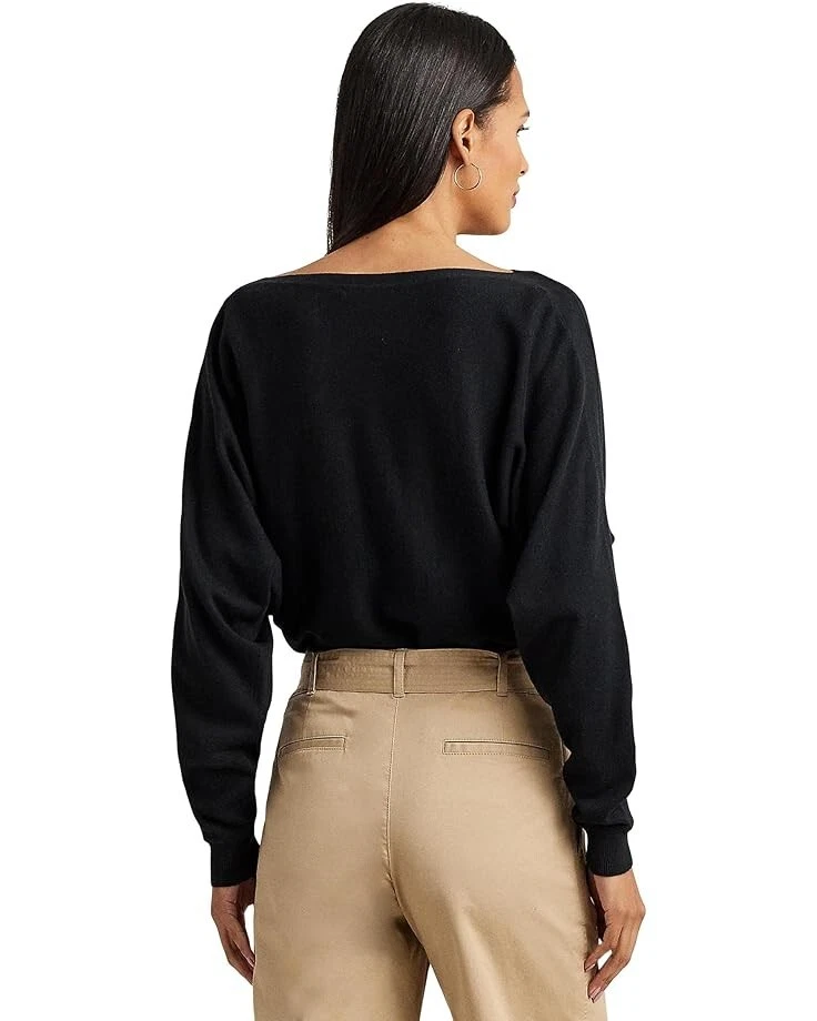 Sudadera Lauren Ralph Lauren Mujer Negra Manga Dolman Cuello Redondo Talla 2XL Foto 3 de 4