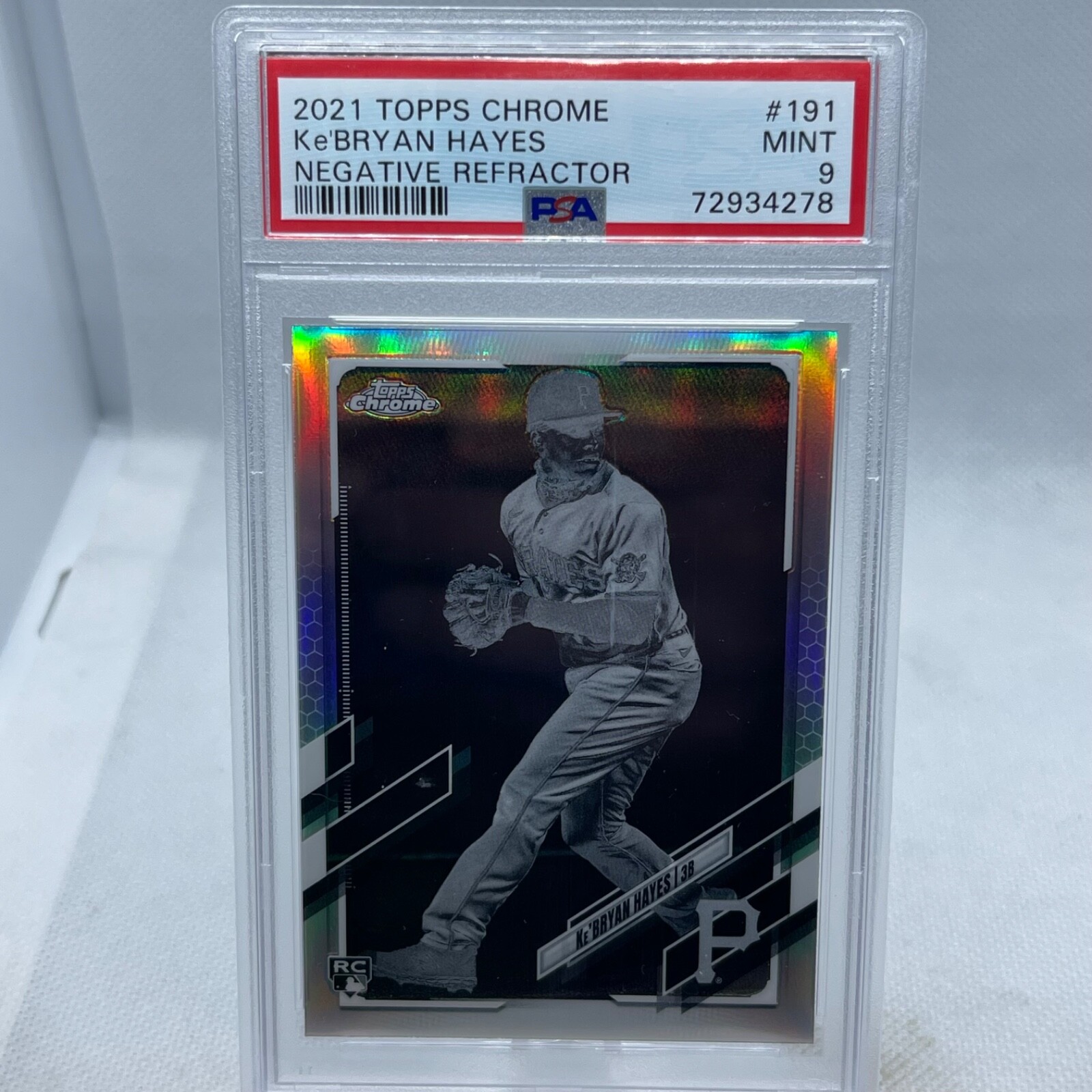 2021 TOPPS CHROME KE’BRYAN HAYES RC ROOKIE NEGATIVE REFRACTOR PSA 9 PIRATES ⚾️