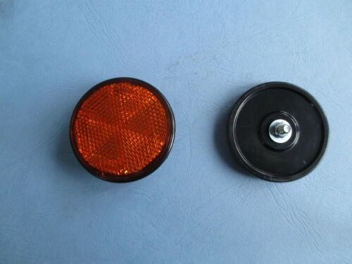 MOTORRAD BERNSTEIN RUNDER REFLEKTOR PAAR 6 SEGMENTE SCHWARZE KANTE 5 MM GEWINDE - Bild 3 von 3