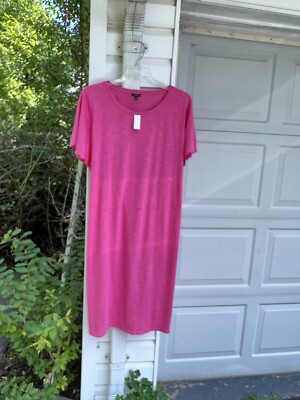NWT Talbots Pretty Raspberry Pink Scalloped Sleeves Easy Slip on Midi Dress 1X