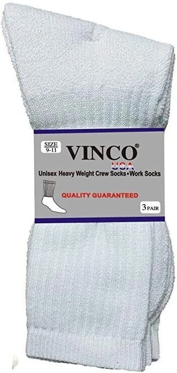 12 Pairs Men's Plain White Sports Athletic Cotton Crew Socks Size 9-11 USA - Image 3 of 3