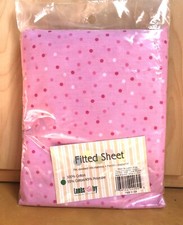Lambs  Ivy Jungle Luv Pinks White Dot Crib/Toddler Bed Fitted Sheet Cotton-Poly