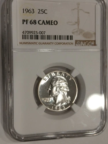 1963 Proof Washington Quarter NGC PF 68 CAMEO