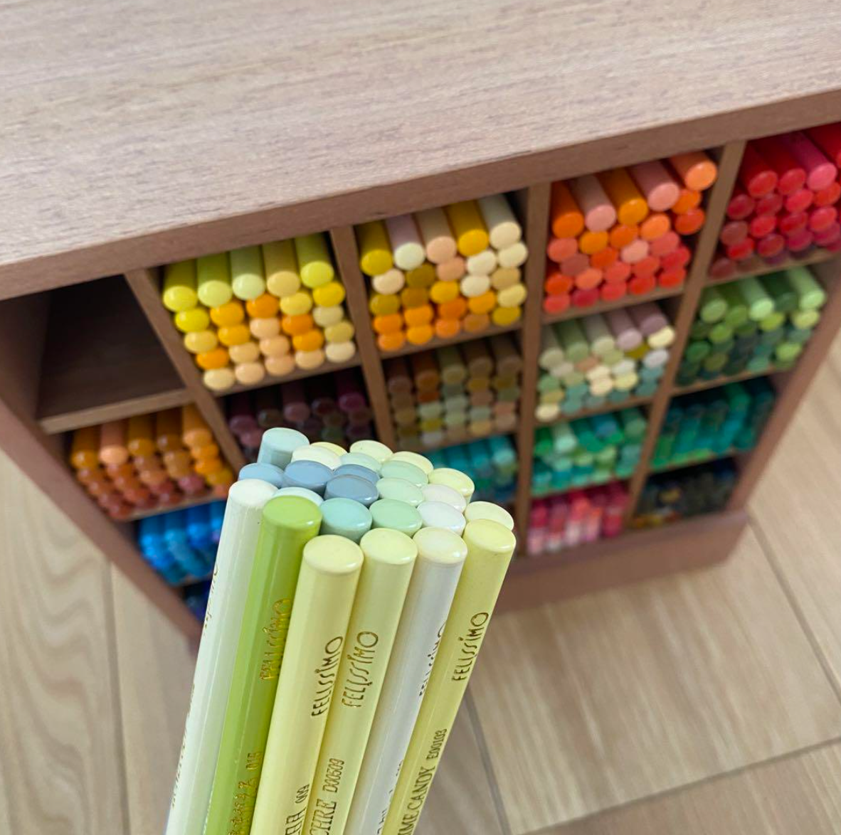 500 Colored Pencil Felissimo Full Set with wooden Shelf eBay