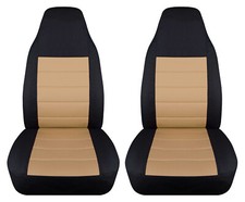 Designcover Front Car Seat Covers Blk-tan Fits 98- 2012 Ford Ranger Bucket Seat