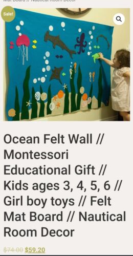 Montessori Kids Felt Board 3x5 W/ 3 Themes: Ocean Floor, Pete The Cat + Vehicles - Afbeelding 1 van 11