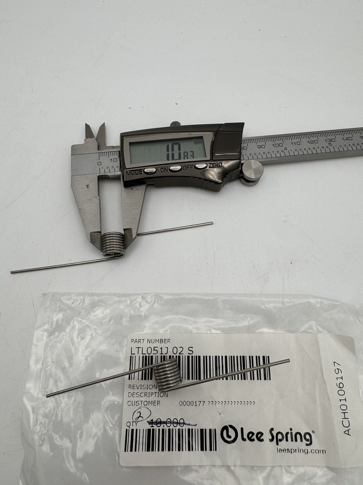180 Spring 2 pc lot, Lee Spring LTL051J 02 S, 180 degree Left Wind Stainless ...