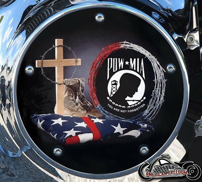 HARLEY DAVIDSON 2019-2021 SOFTAIL DERBY CLUTCH PRIMARY COVER pow mia flag cross