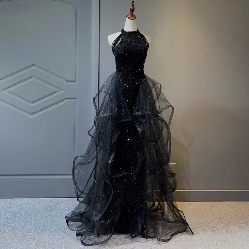 New Sparkling Sexy Black Prom Dresses Girls Cocktail Gowns Graduation Party  Maxi | eBay