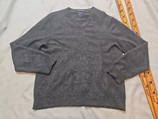 Club Room Sweater Mens Large Gray Estate 2ply CASHMERE V Neck Knit Shirt Top