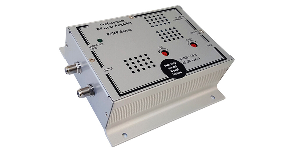 Professional RF Coax TV Amplifier With Gain/Tilt Control + 40dB Boost