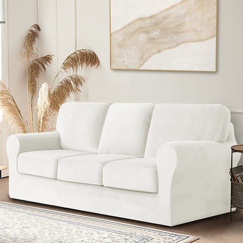 Armchair Covers 1/2/3 Seater 3/5/7 Piece Set Thick Stretch Velvet Sofa Slipcover - Picture 43 of 109
