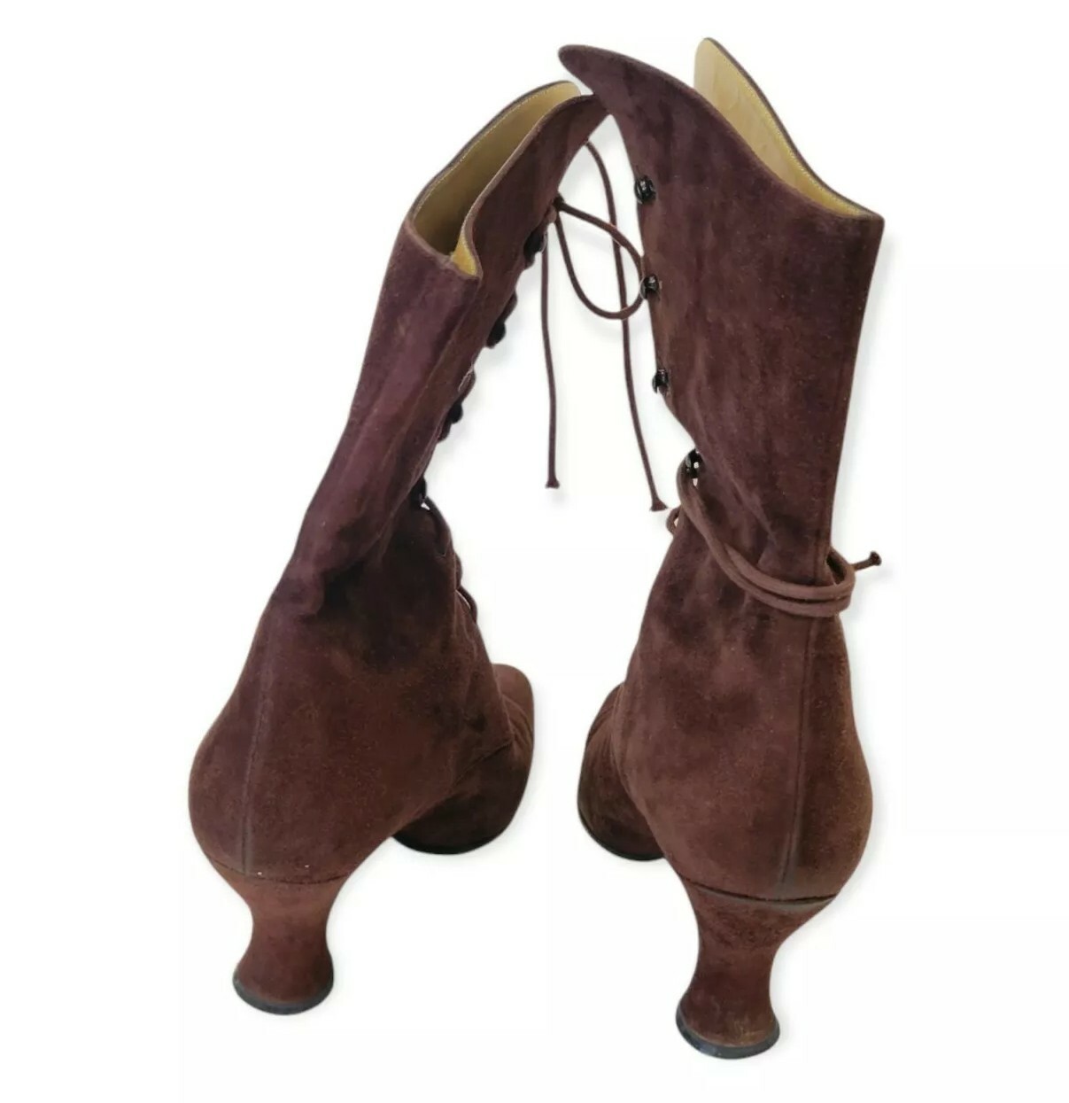 Stivali vintage alla caviglia Yves Saint Laurent donna marroni in pelle scamosciata taglia 6B