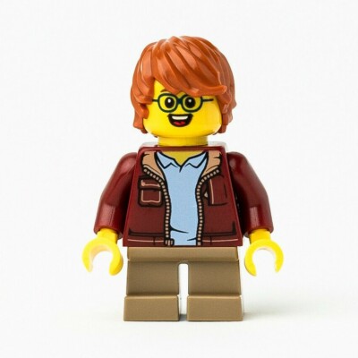 New LEGO Minifigure - Child Boy in Dark Red Jacket, Glasses 21318 (idea055)