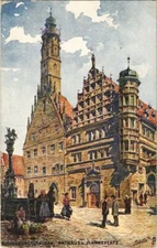 CPA AK Rothenburg Rathaus mit dem Marktplatz GERMANY (1076276)
