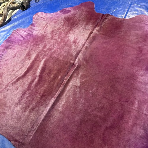 Dyed Beet Cowhide Rug Size: 6.5x7 feet D-927 - Picture 2 of 3