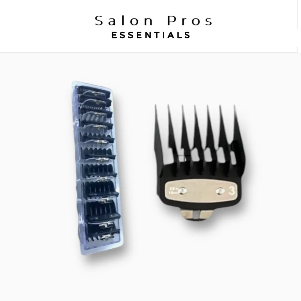 10 Premium Clipper Guards + Halter passend für Wahl, Babyliss, JRL und Gamma+ Haarschneidemaschinen