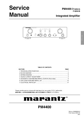 Service Manual-Anleitung für Marantz PM-4400 