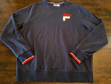 FILA EMBROIDERED CREW SWEATSHIRT  MENS LARGE  DARK BLUE PREOWNED
