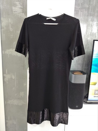 CHRISTIAN DIOR Cashmere Blouse Top Knee Length Dress Bodycon Pencil Black Sequin - Picture 2 of 15