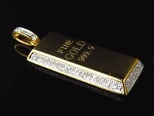 1Ct Lab Created Round Cut Diamond Men's Dog Tag Pendant 14K Yellow Gold Plated