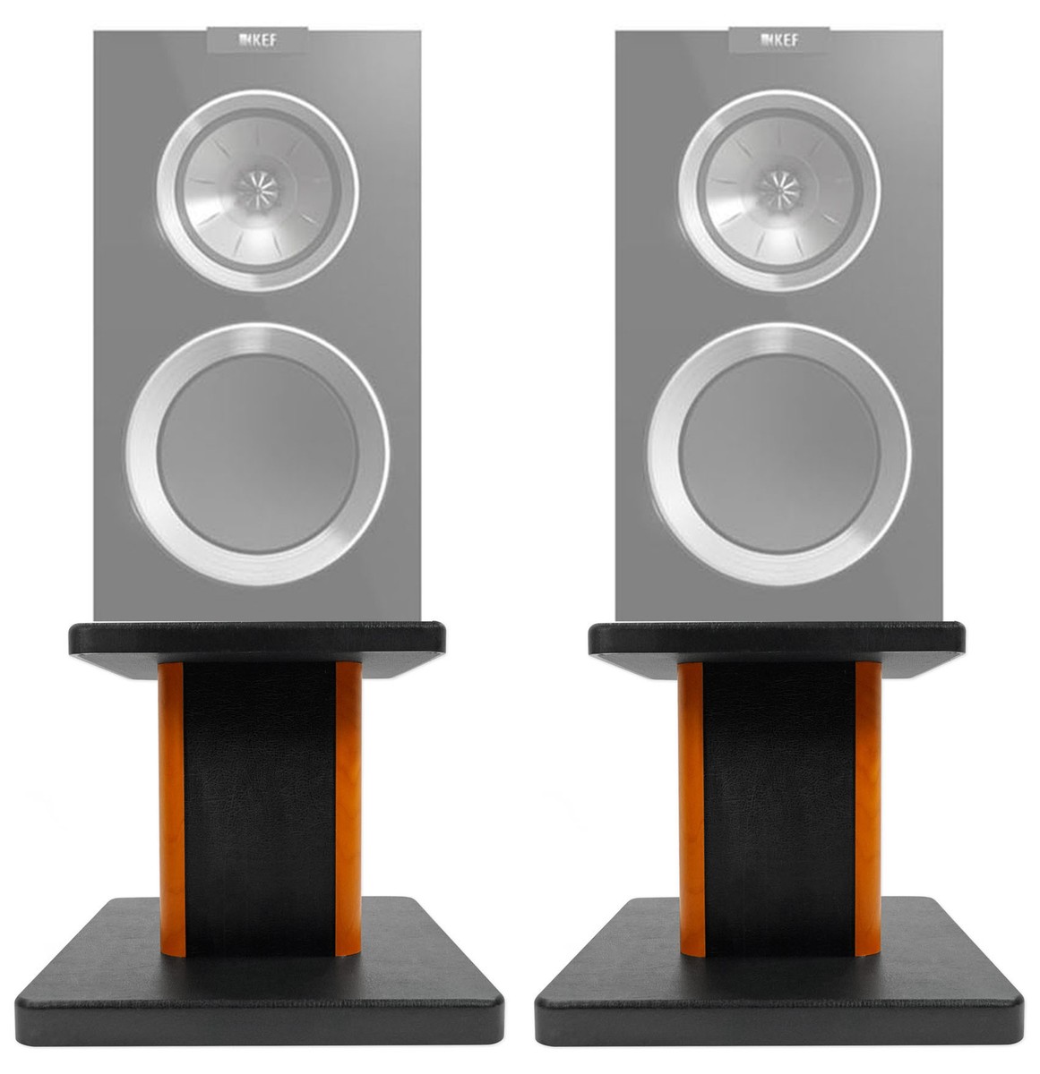2) 8” Wood Bookshelf Speaker Stands For KEF R300 Bookshelf