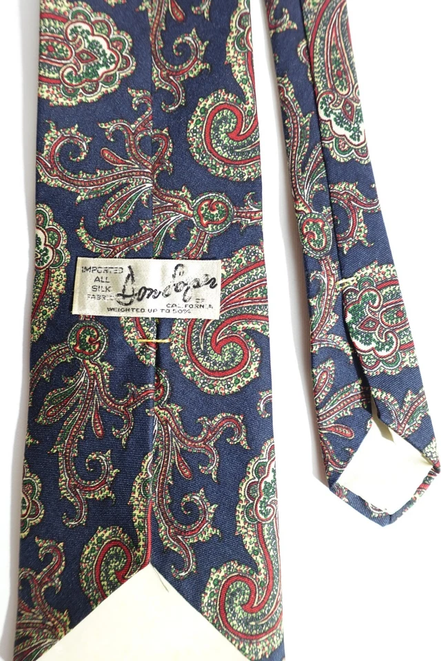 Corbata retro vintage Don Loper of California azul marino cachemir toda seda diseñador Foto 2 de 4