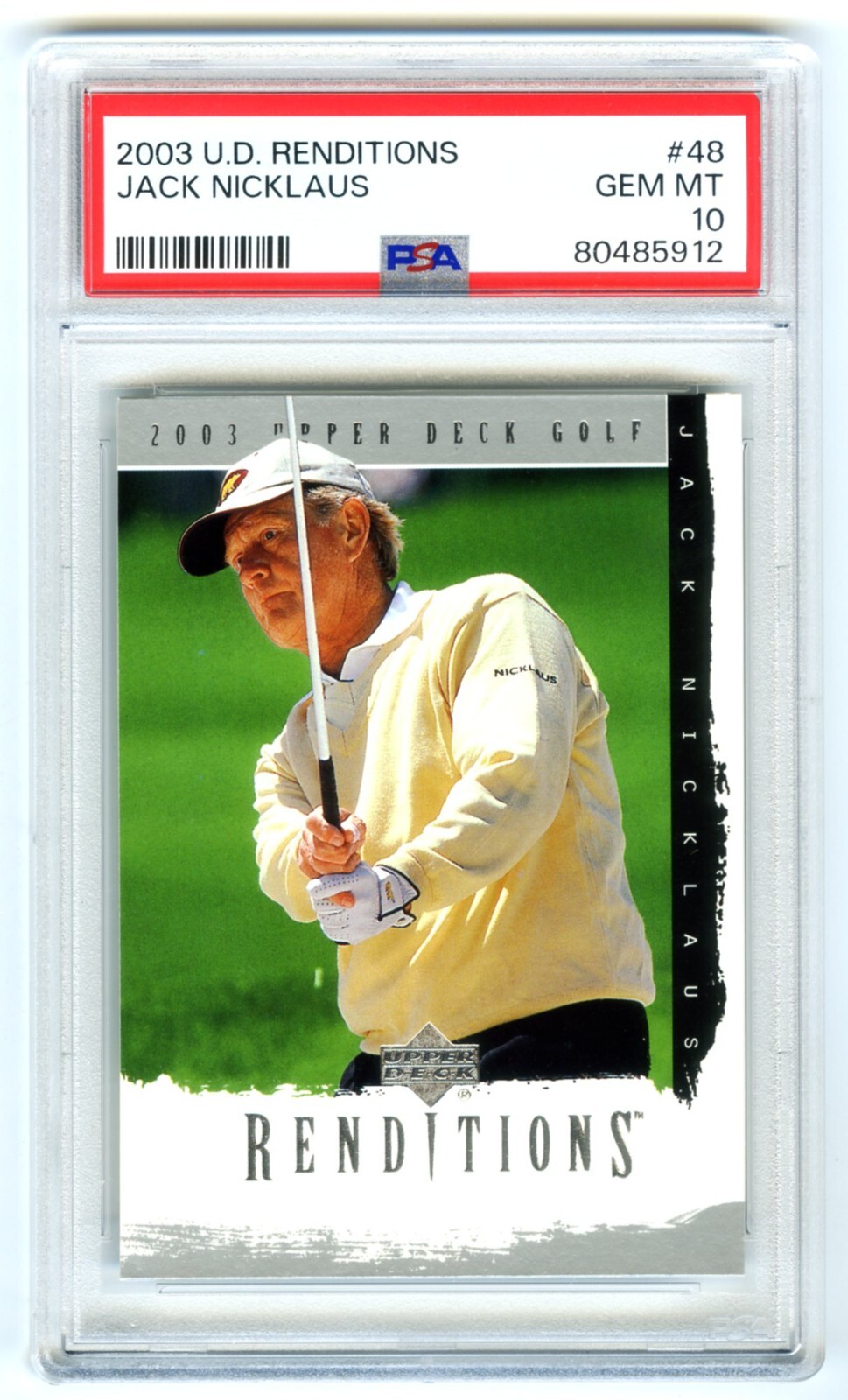 JACK NICKLAUS~RARE (POP 8) 2003 UPPER DECK GOLF RENDITIONS PSA-10 GEM-MT CARD#48