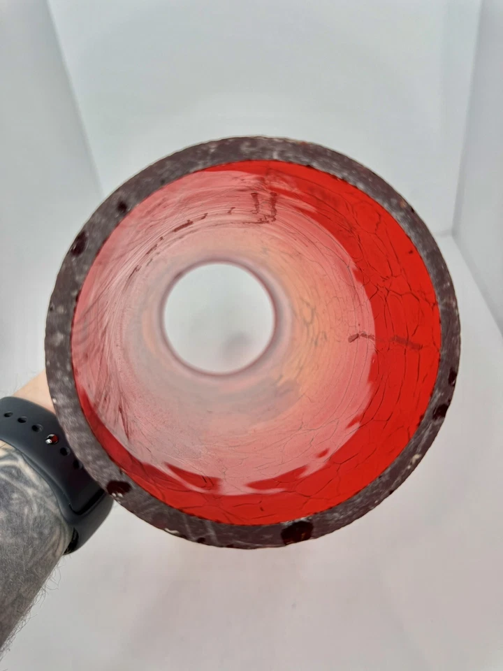 Vintage MCM Blenko Glass Tangerine 990 Hurricane Shade & 990a Candle Holder - Image 3 of 4