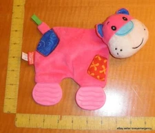 Nuby Pink Cat Teething Blankie Crinkle Teether Security Blanket Lovey