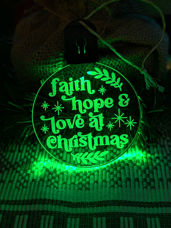 Glory to the King Religious Christmas Tree Bauble LED Light Hanging