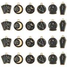 60Pcs Black Moon Cross Charms Rectangle Alloy Enamel Pendants for Jewelry Making