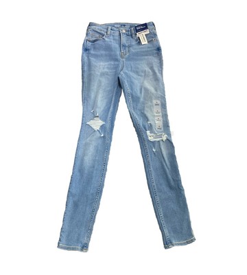 Old Navy Jeans Womens 0 Blue Light Wash Rockstar Super Skinny Distressed Denim