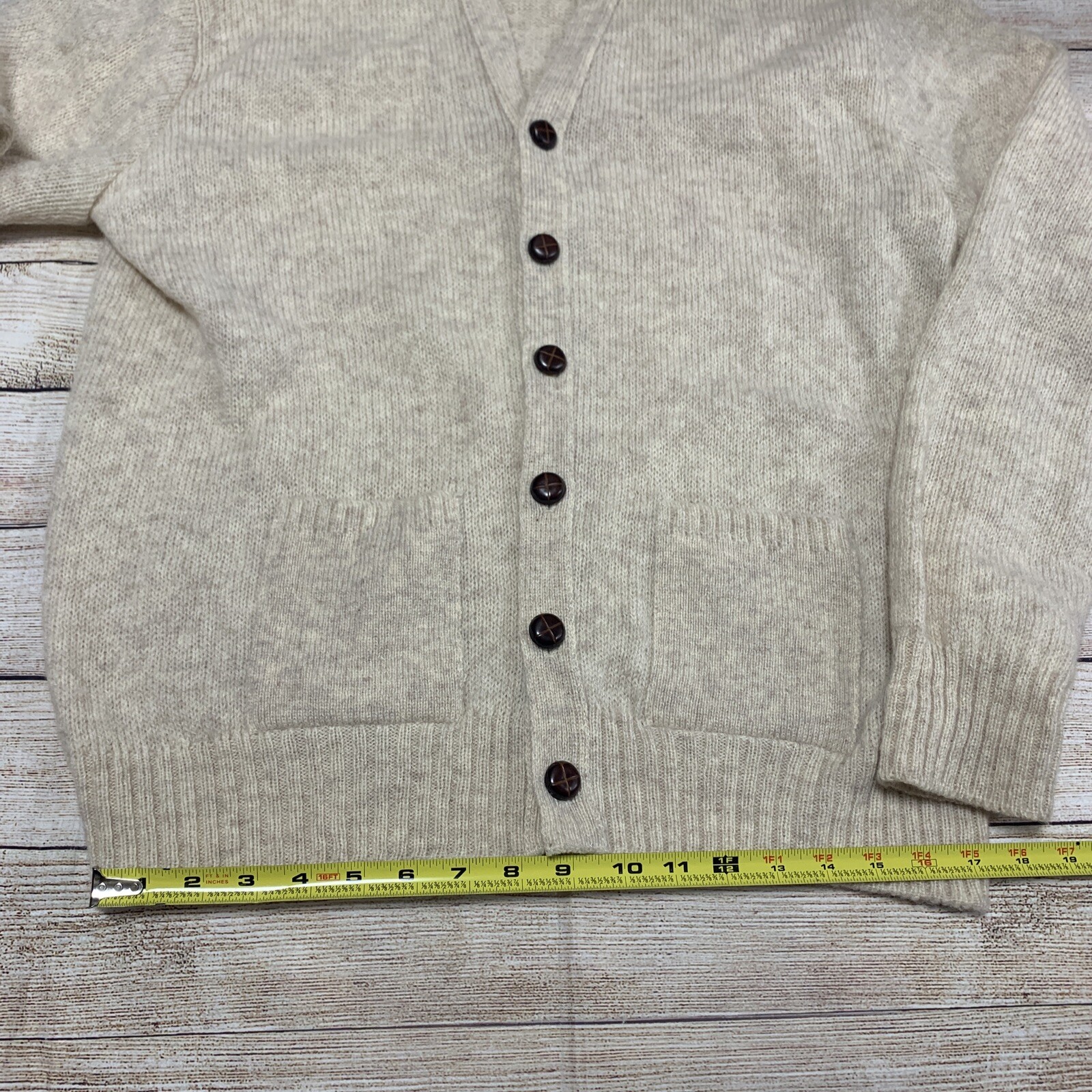 The Moors Lord Jeff Cardigan Sweater Knit Beige Mens XL Shetland Wool
