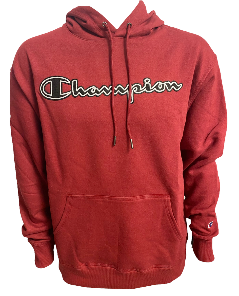 Champion Mens Fleece Pullover Hoodie Cherry Pie Red *Large*  [GF89H-Y07974]