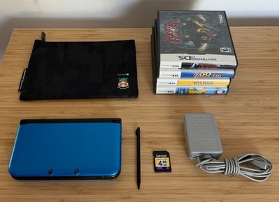 Nintendo 3DS XL Blue Handheld System 4GB (SPR-001) with 4 Games *TESTED*  CLEAN!