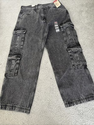 Levi's 578 Baggy Fit Double Cargo Pockets Jeans Men's Size 34Wx31.5L Gray Cotton