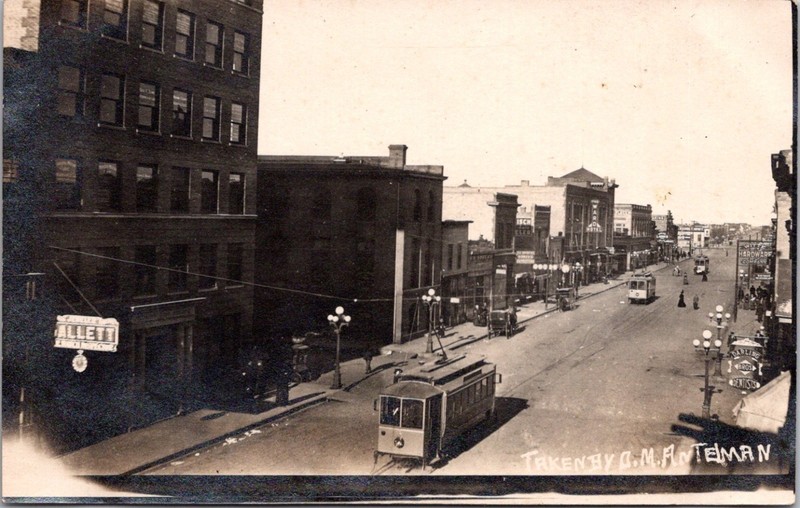 RPPC Real Photo Postcard Aberdeen South Dakota Street Cars photo OL Antelman