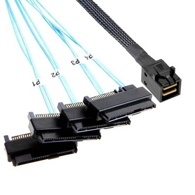 ADCAUDX Mini-SAS to SAS-Cable: 0.5M SFF-8643 SAS 1.6FT 1Pack, black/blue