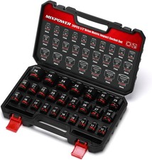 MIXPOWER 26 Pieces 1/2'' Drive Shallow Impact Socket Set,12... 