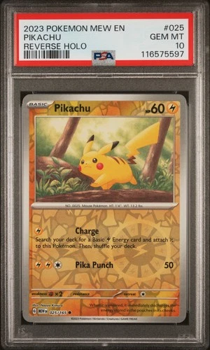 Pikachu Reverse Holo PSA 10 2023 Pokemon 151 #025