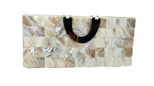 Mother of Pearl Purse Clutch Off White Champagne Evening Bag Dressy